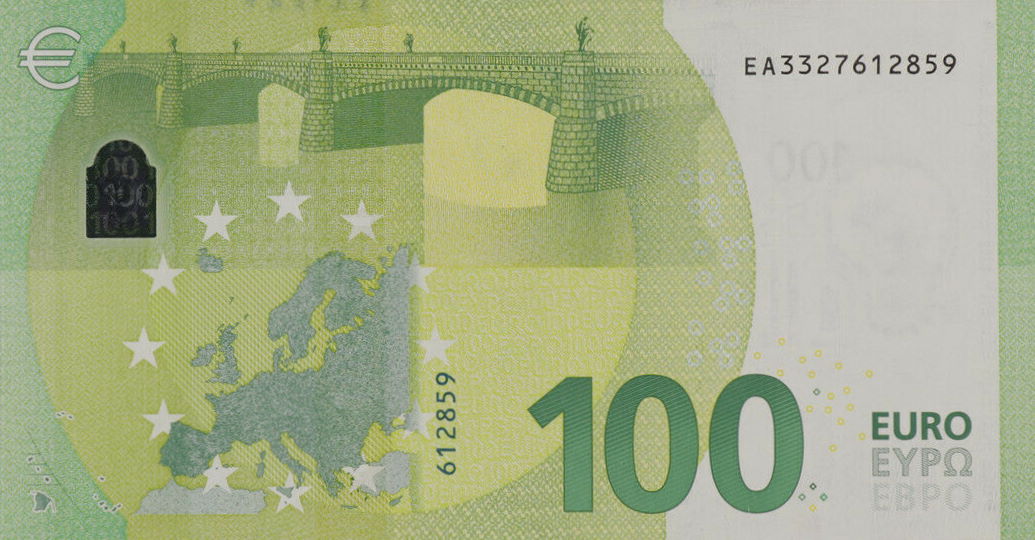 Back of European Union p24e: 100 Euro from 2019