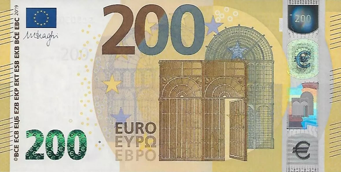 Front of European Union p25s: 200 Euro from 2019