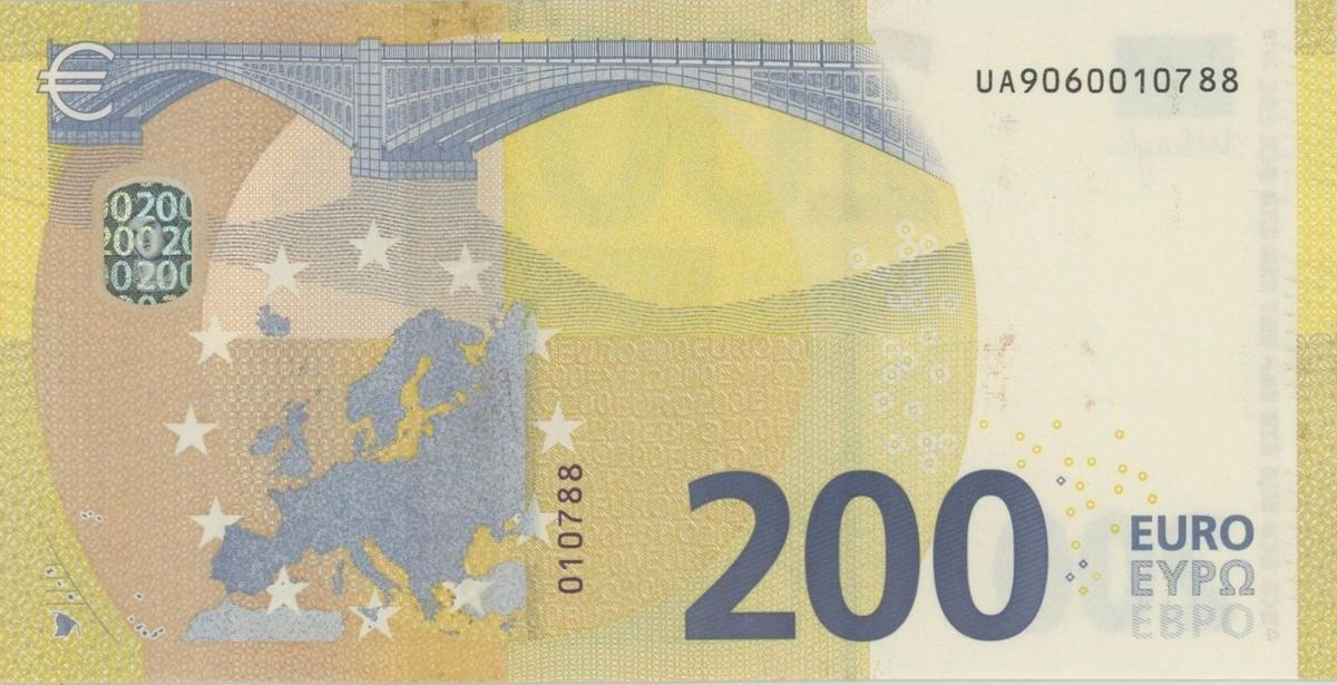 Back of European Union p25u: 200 Euro from 2019