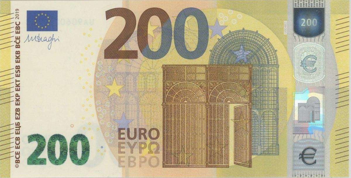 Front of European Union p25u: 200 Euro from 2019