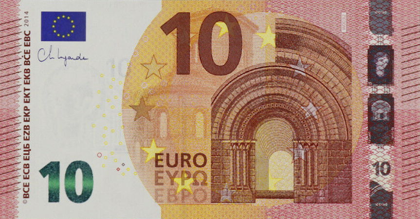 Front of European Union p28w: 10 Euro from 2014