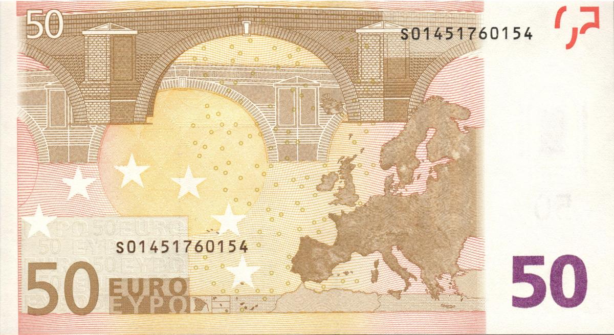 Back of European Union p4s: 50 Euro from 2002