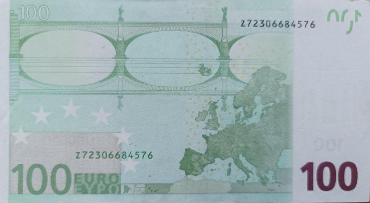Back of European Union p5z: 100 Euro from 2002