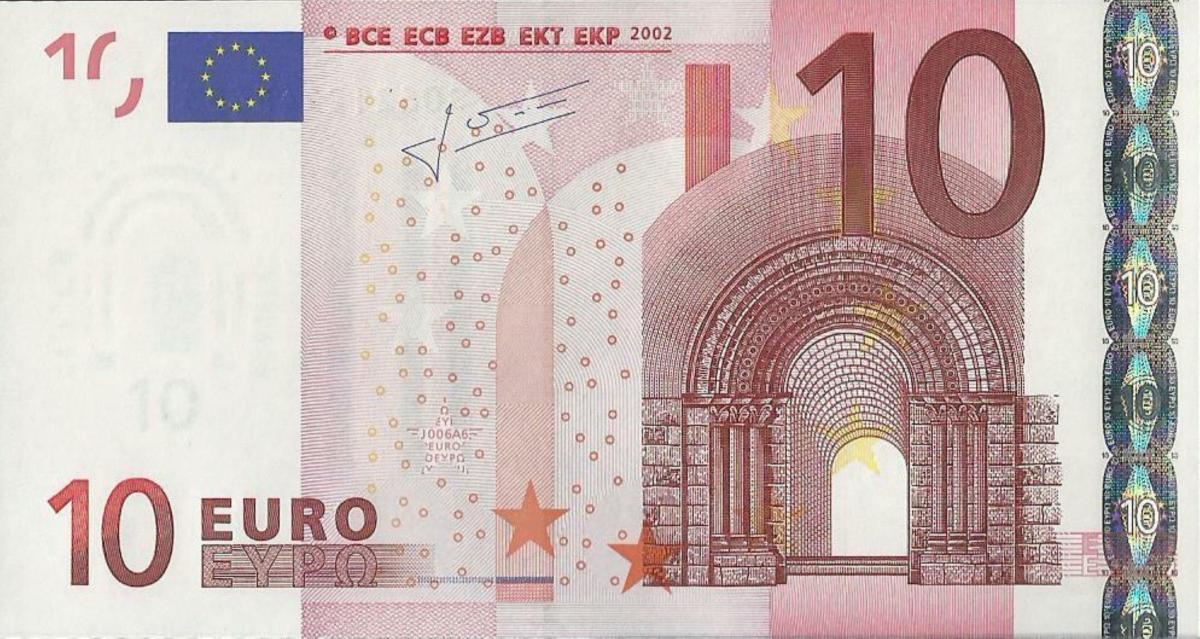 Front of European Union p9s: 10 Euro from 2002