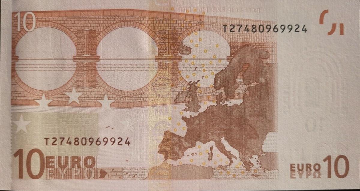 Back of European Union p9t: 10 Euro from 2002