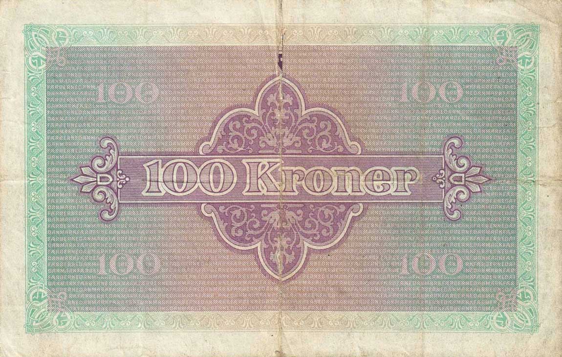 Back of Faeroe Islands p12a: 100 Kronur from 1940