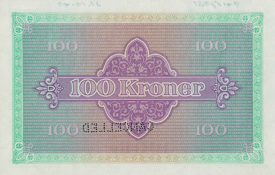 Back of Faeroe Islands p12s: 100 Kronur from 1940