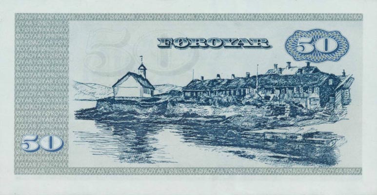 Back of Faeroe Islands p20a: 50 Kronur from 1978