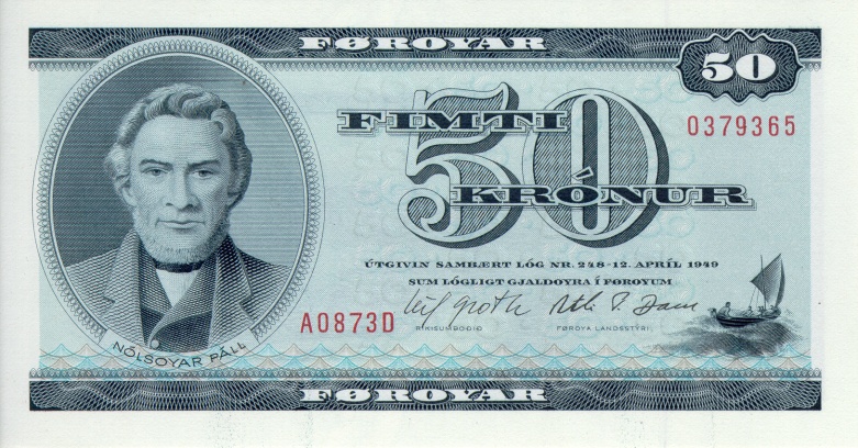 Front of Faeroe Islands p20b: 50 Kronur from 1987