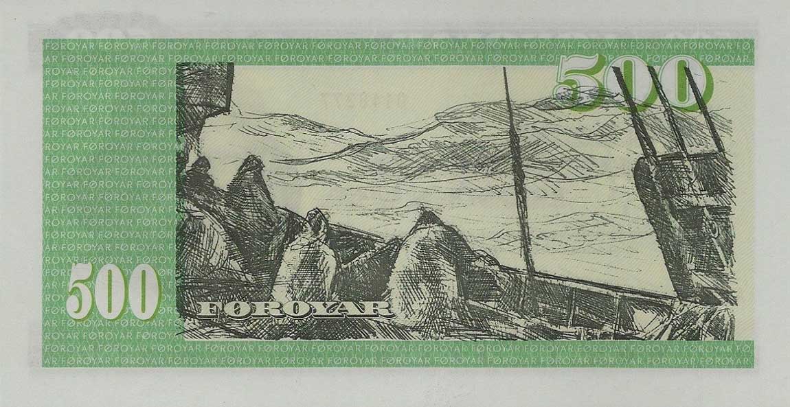 Back of Faeroe Islands p22b: 500 Kronur from 1994