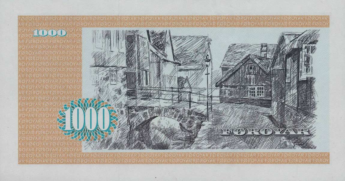 Back of Faeroe Islands p23d: 1000 Kronur from 1989