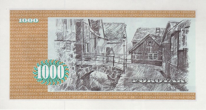 Back of Faeroe Islands p23e: 1000 Kronur from 1994