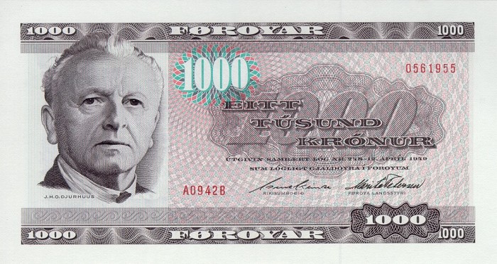 Front of Faeroe Islands p23e: 1000 Kronur from 1994