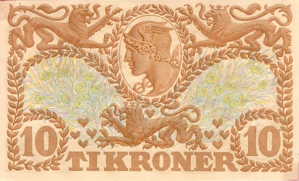 Back of Faeroe Islands p2: 10 Kronur from 1940