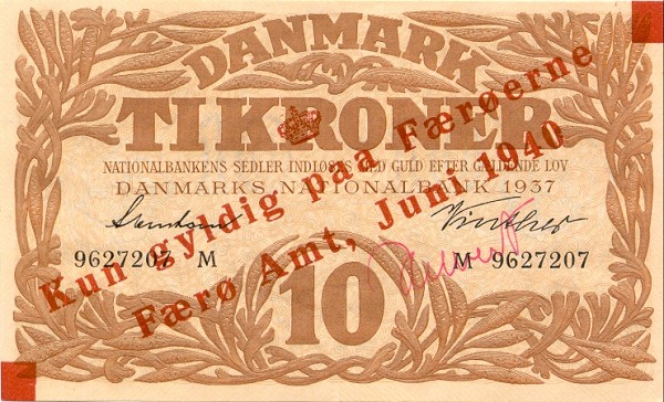 Front of Faeroe Islands p2: 10 Kronur from 1940