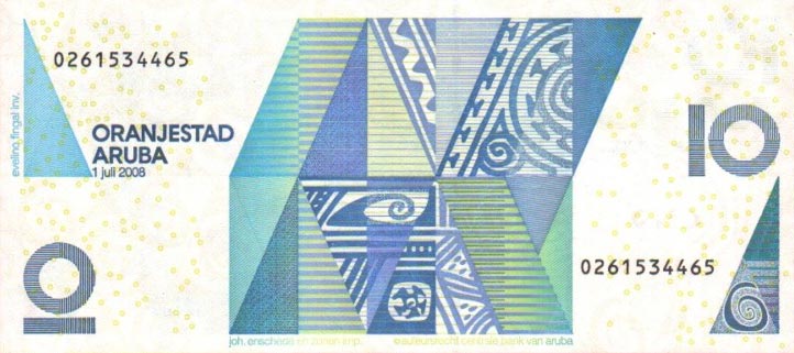 Back of Aruba p16b: 10 Florin from 2008