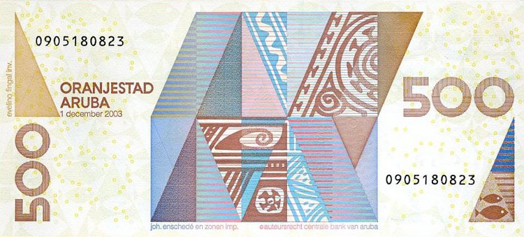Back of Aruba p20: 500 Florin from 2003