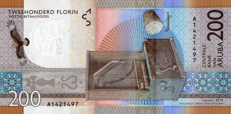 Back of Aruba p25: 200 Florin from 2019