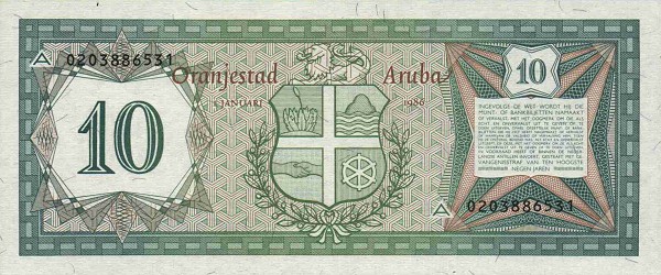 Back of Aruba p2: 10 Florin from 1986