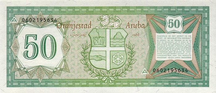 Back of Aruba p4: 50 Florin from 1986