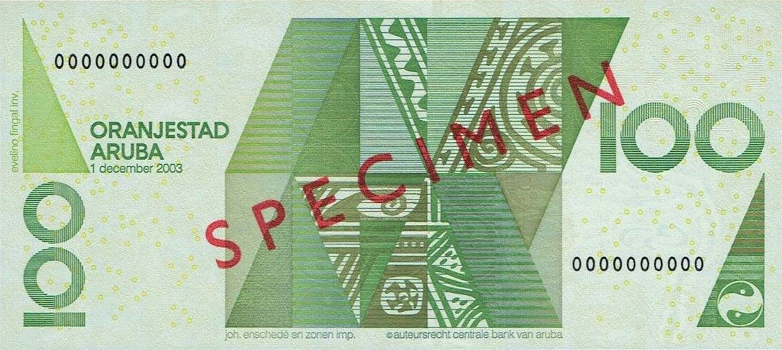 Front of Aruba p5s: 100 Florin from 1986