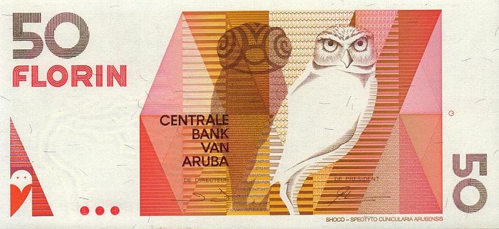 Front of Aruba p9a: 50 Florin from 1990