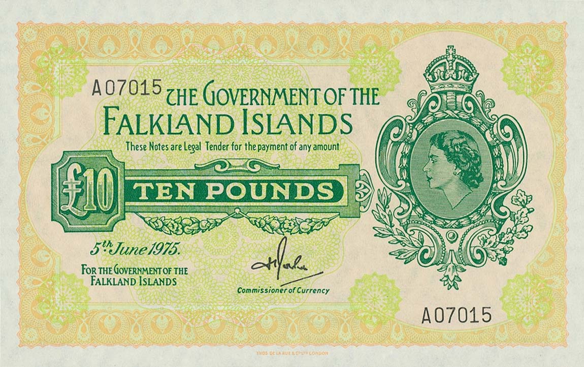 Front of Falkland Islands p11a: 10 Pounds from 1975