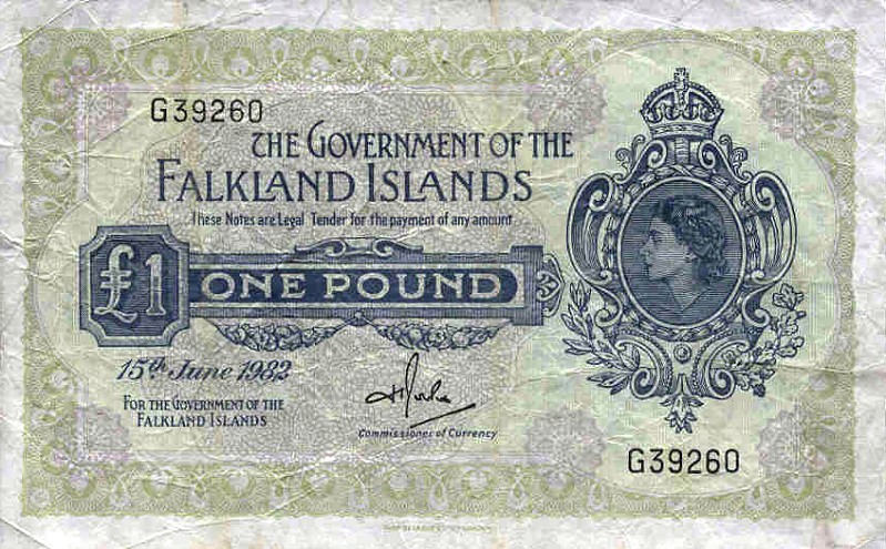 Front of Falkland Islands p8e: 1 Pound from 1982