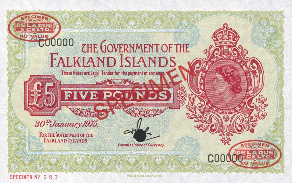 Front of Falkland Islands p9s: 5 Pounds from 1960