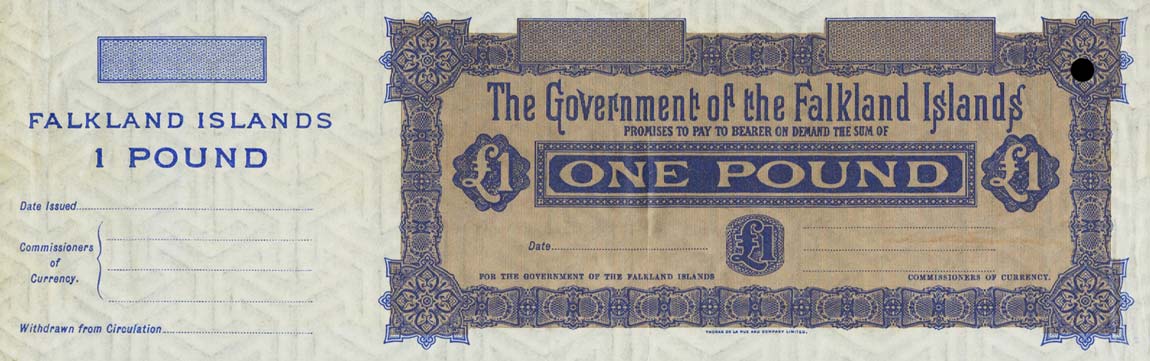 Front of Falkland Islands pA3r: 1 Pound from 1899