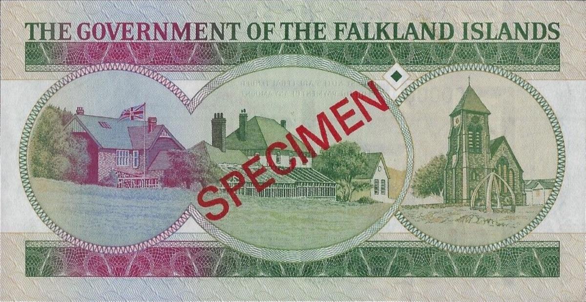 Back of Falkland Islands p14s: 10 Pounds from 1986