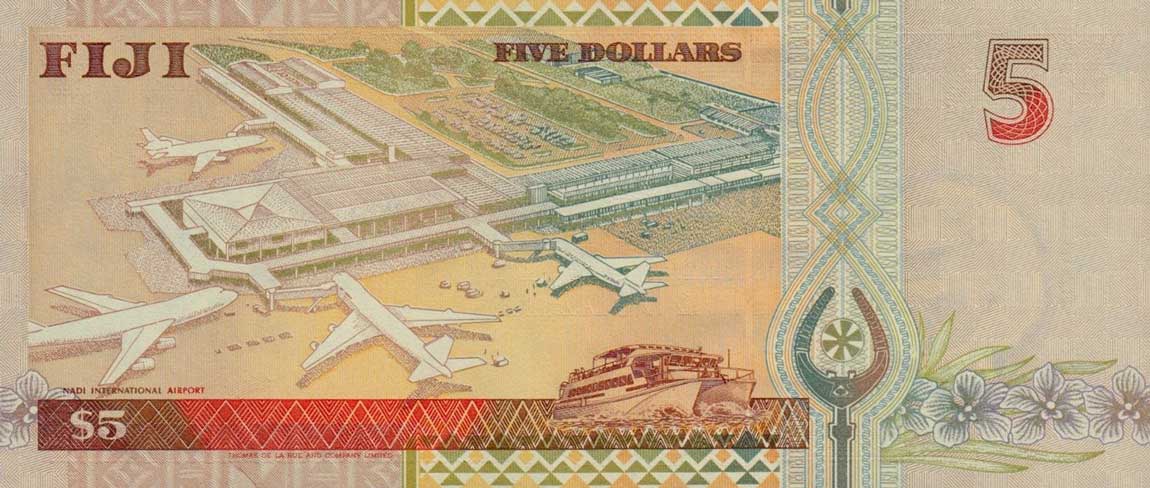 Back of Fiji p101a: 5 Dollars from 1998