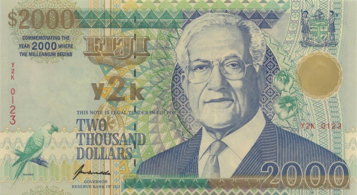 Front of Fiji p103a: 2000 Dollars from 2000