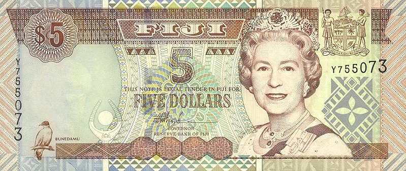 Front of Fiji p105a: 5 Dollars from 2002