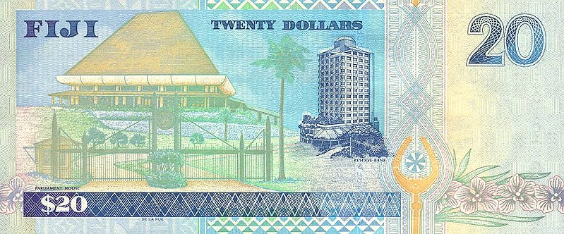 Back of Fiji p107a: 20 Dollars from 2002