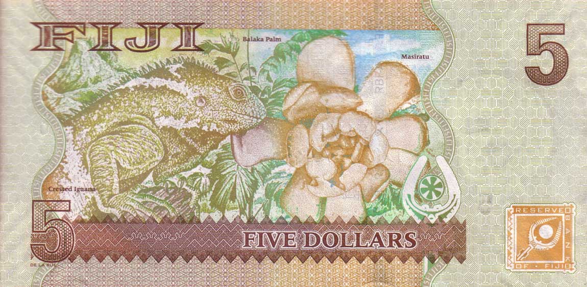 Back of Fiji p110b: 5 Dollars from 2007