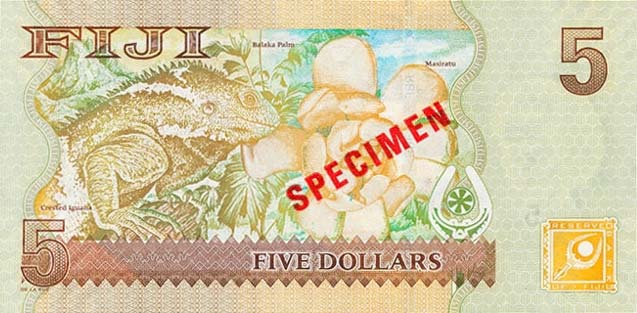 Back of Fiji p110s1: 5 Dollars from 2007