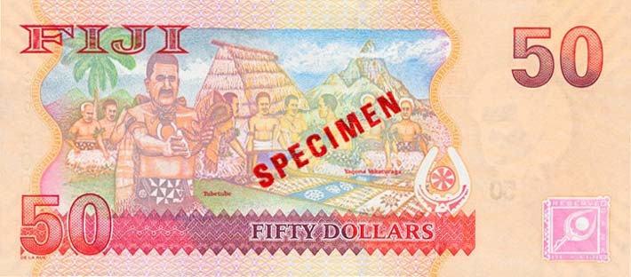 Back of Fiji p113s: 50 Dollars from 2007