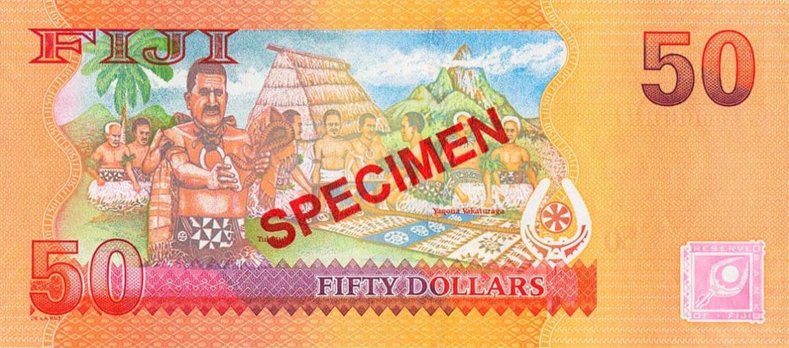 Back of Fiji p118s: 50 Dollars from 2013