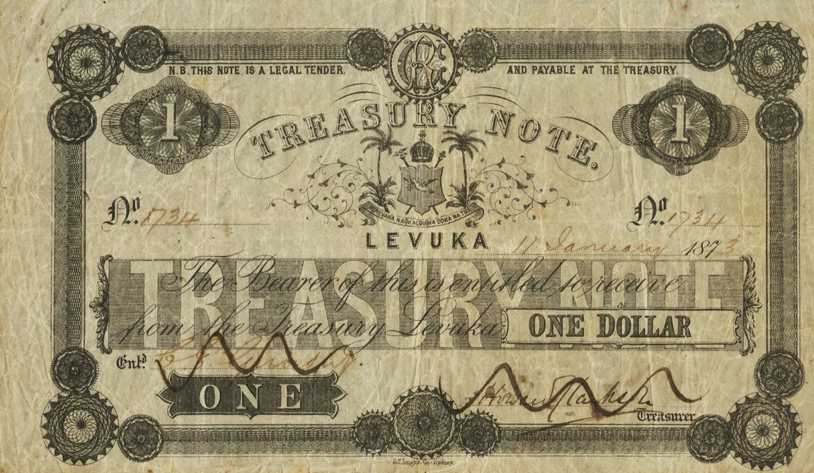 Front of Fiji p14b: 1 Dollar from 1872