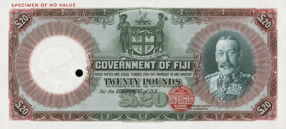 Front of Fiji p36cs: 20 Pounds from 1934