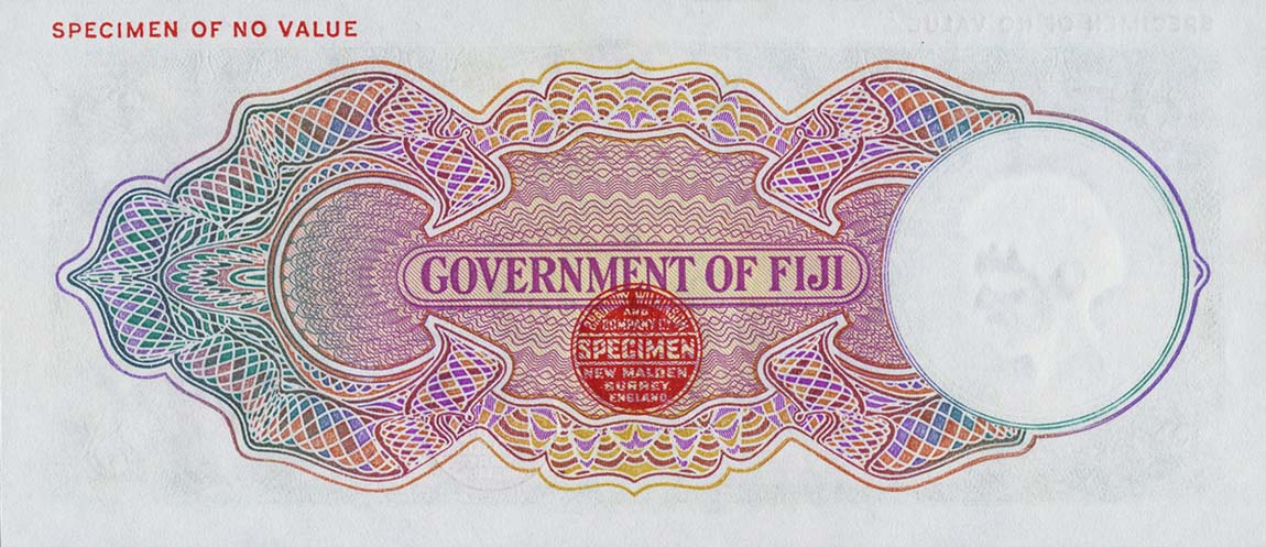 Back of Fiji p37cs: 5 Shillings from 1937