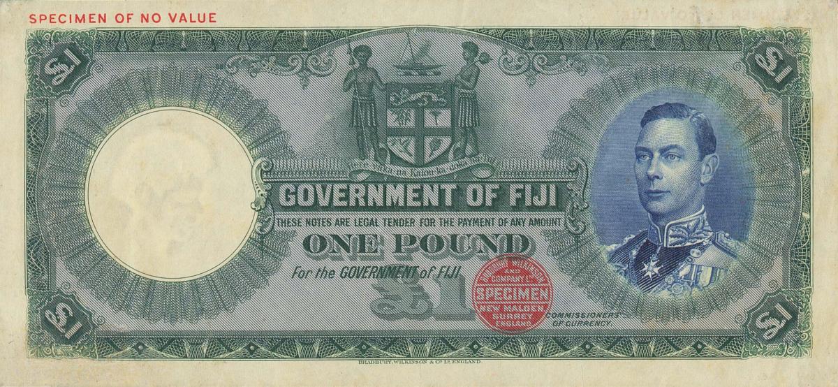 Front of Fiji p39cs: 1 Pound from 1937