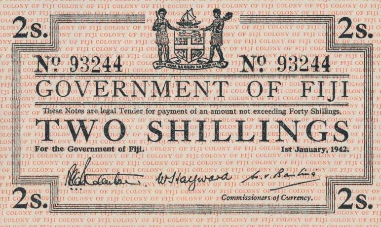 Front of Fiji p50a: 2 Shillings from 1942