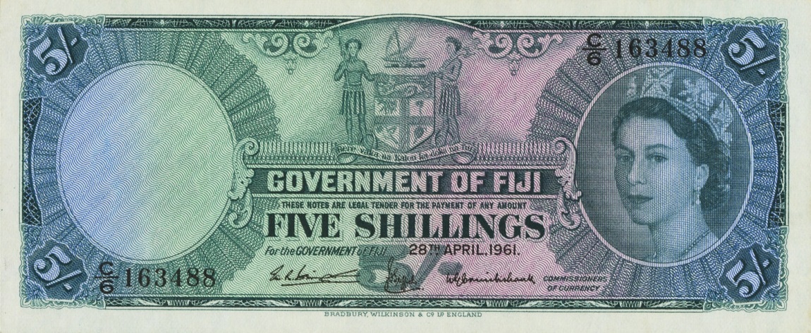 Front of Fiji p51b: 5 Shillings from 1961