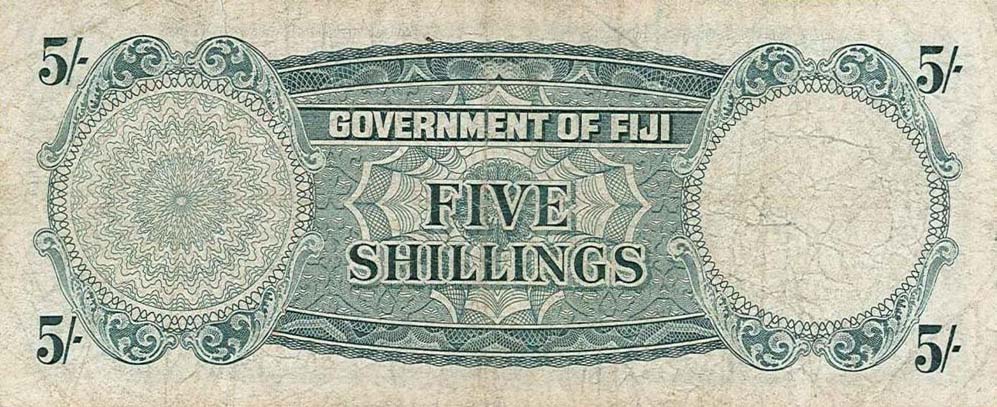 Back of Fiji p51c: 5 Shillings from 1962