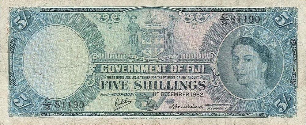 Front of Fiji p51c: 5 Shillings from 1962