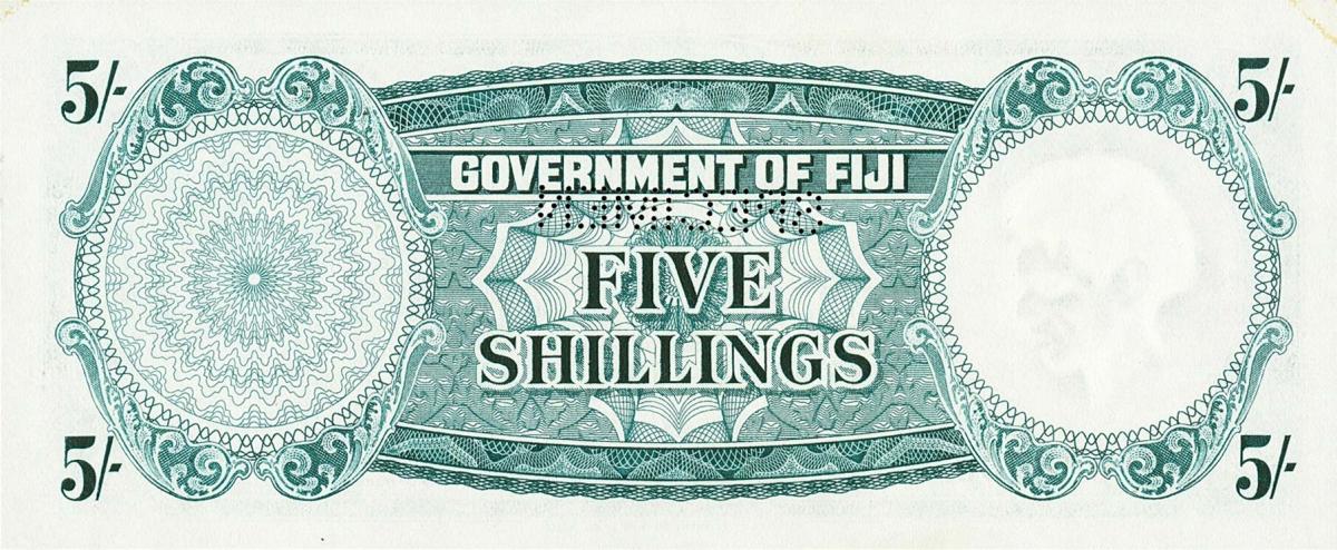 Back of Fiji p51s: 5 Shillings from 1957