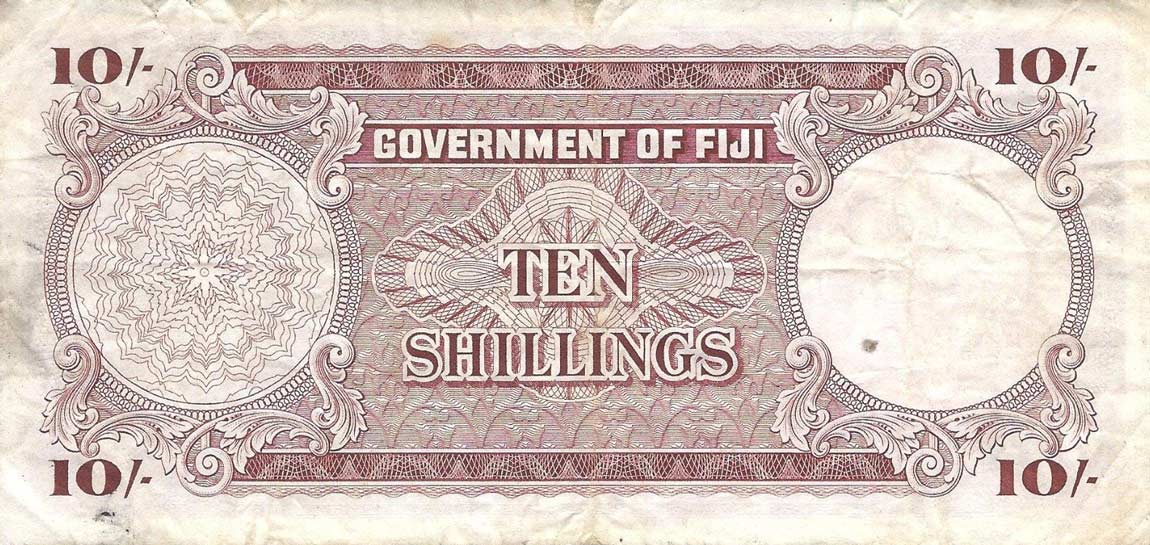 Back of Fiji p52a: 10 Shillings from 1957