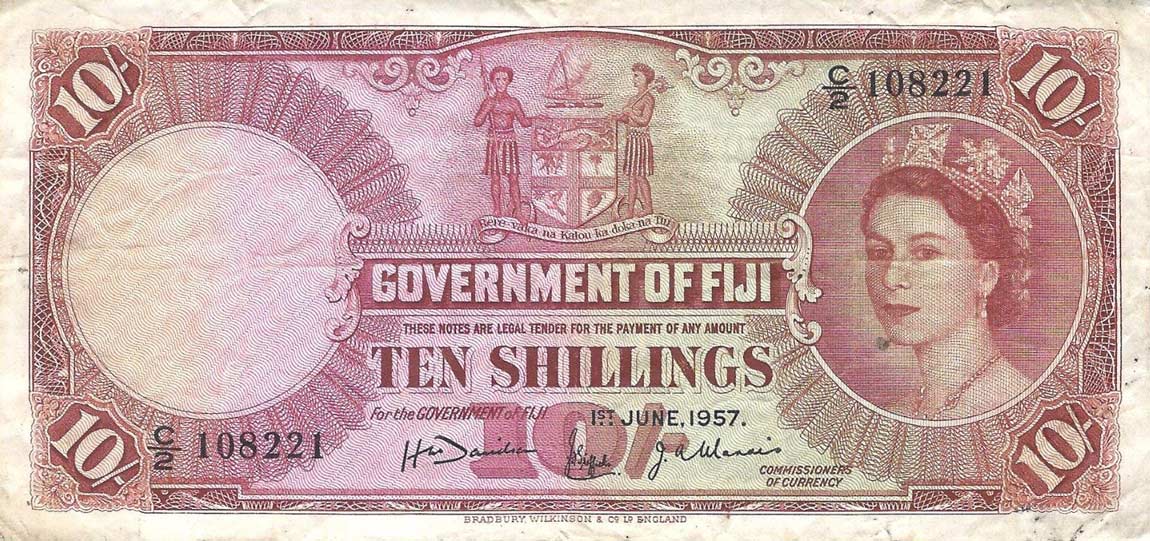 Front of Fiji p52a: 10 Shillings from 1957